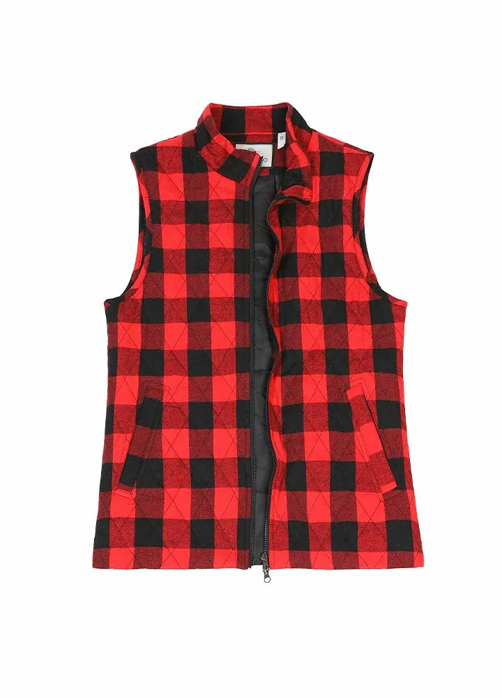 Women's Quilted Plaid Flannel Vest