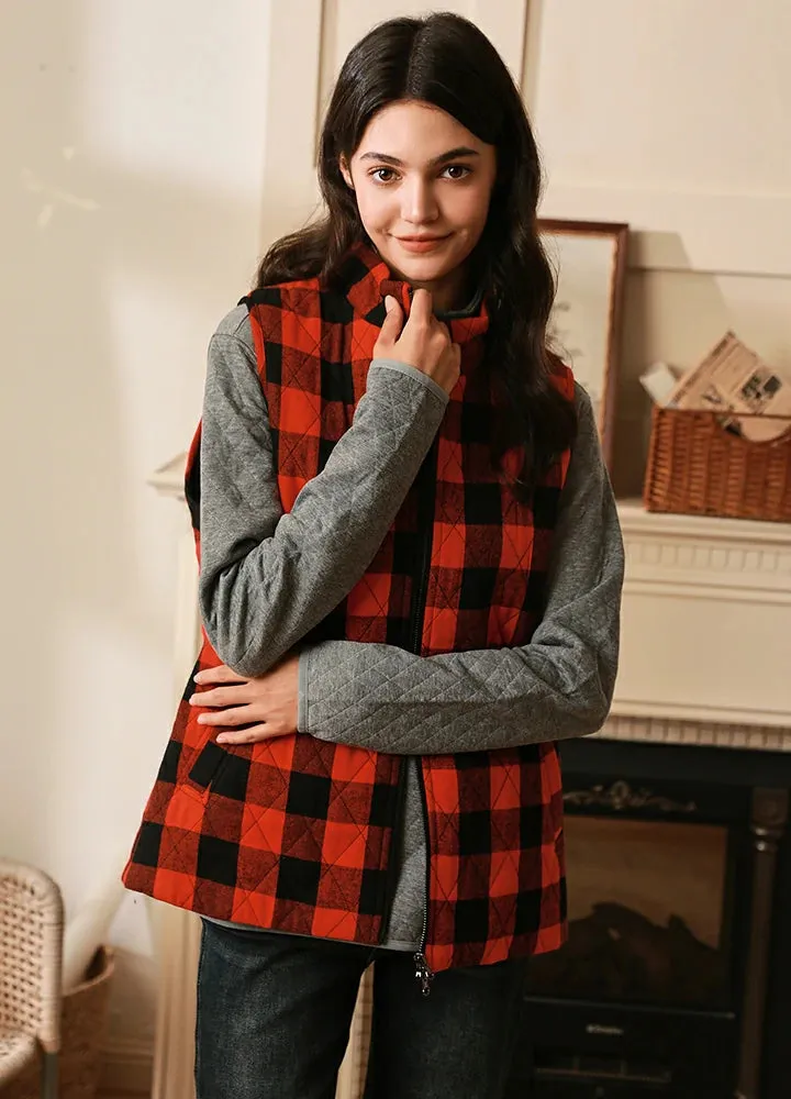 Women's Quilted Plaid Flannel Vest