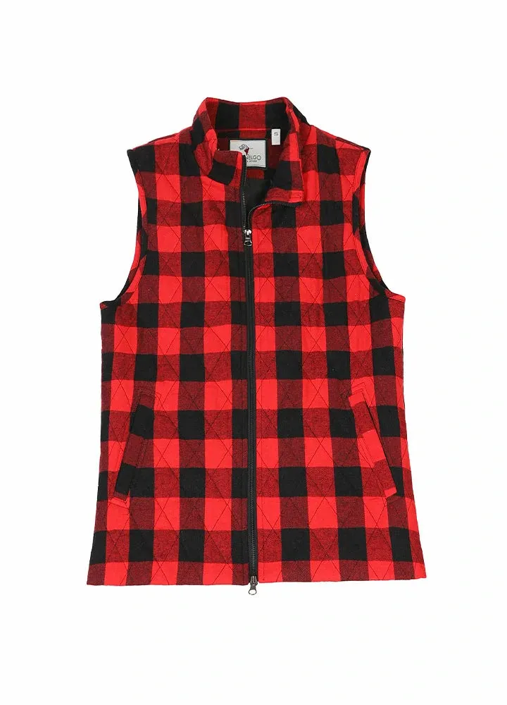 Women's Quilted Plaid Flannel Vest