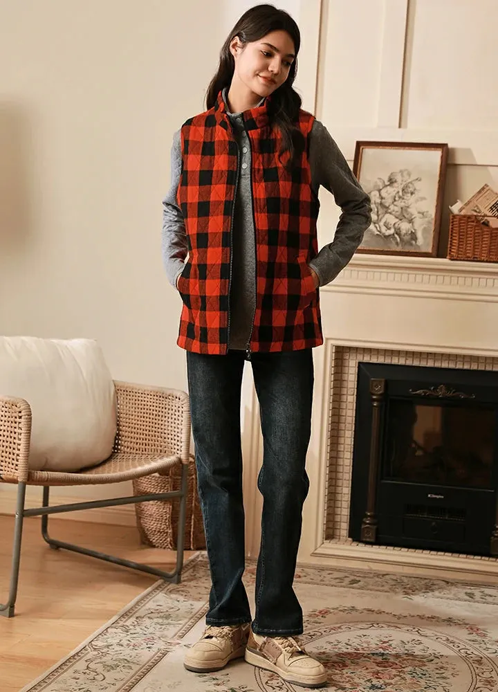 Women's Quilted Plaid Flannel Vest