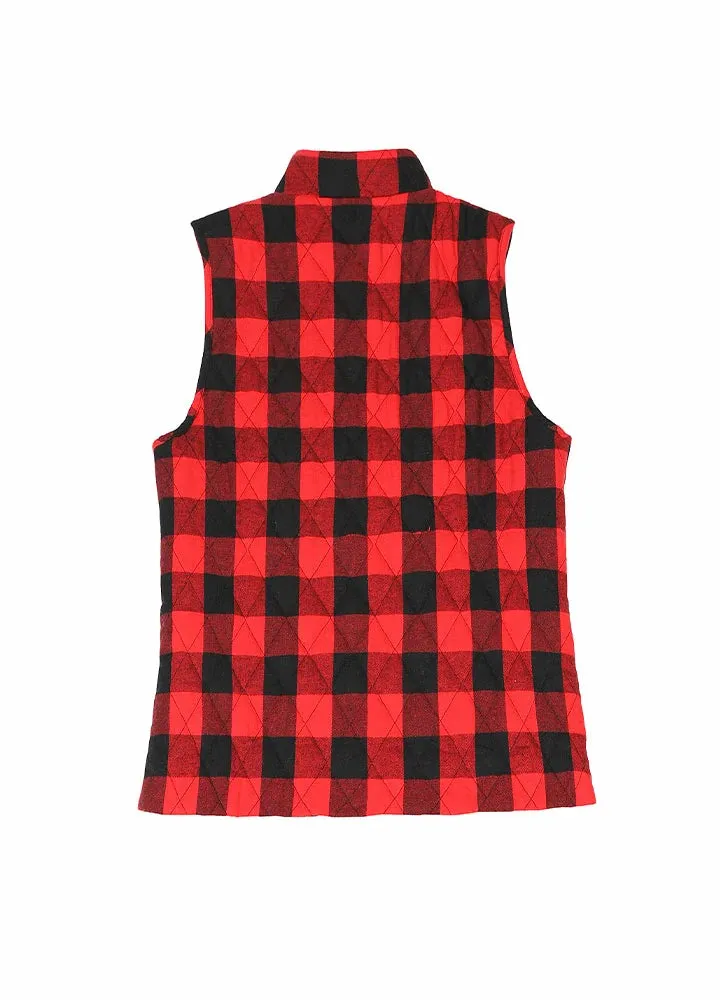 Women's Quilted Plaid Flannel Vest