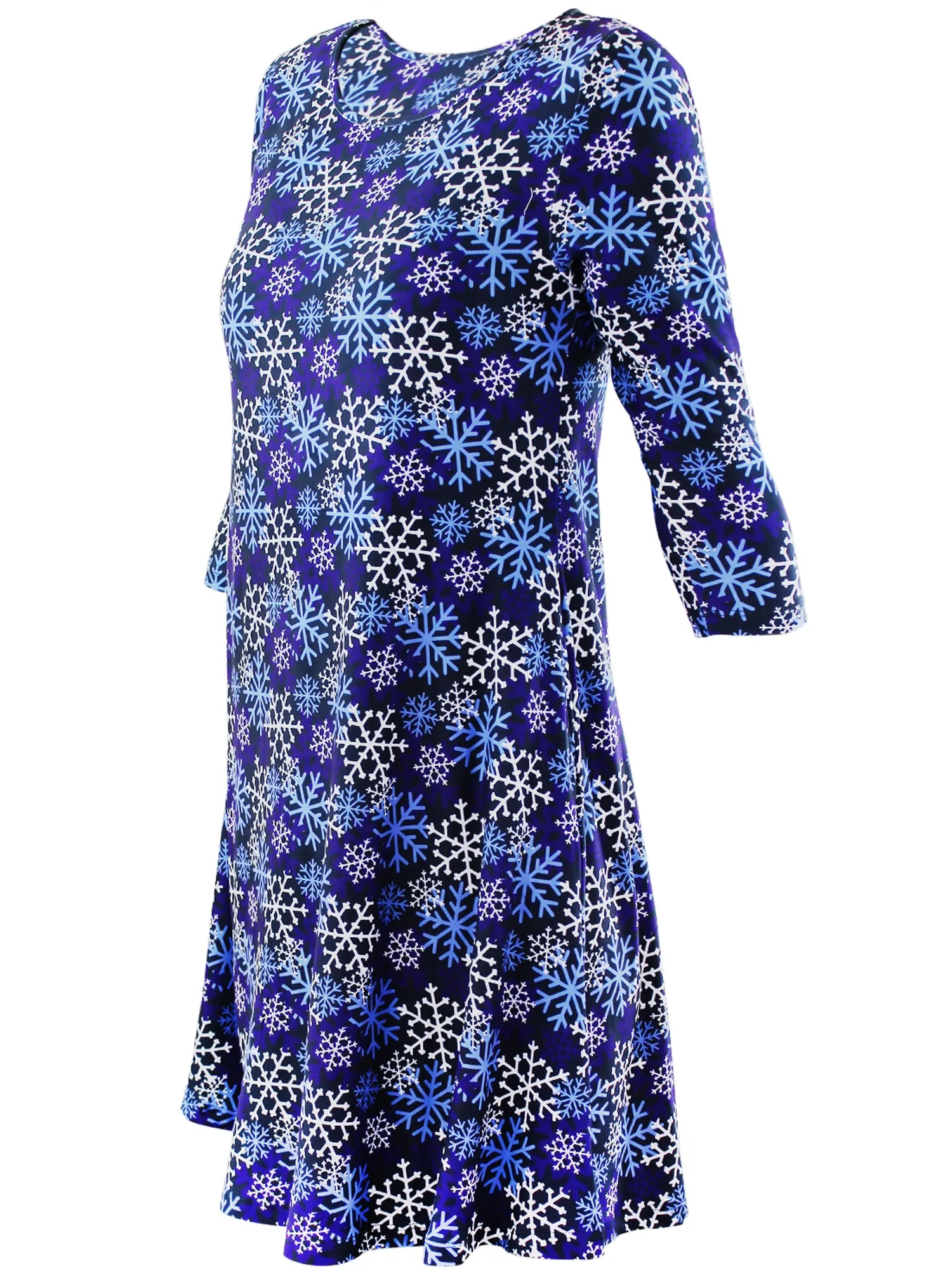 Womens Snowflake Print Christmas Holiday Swing Dress