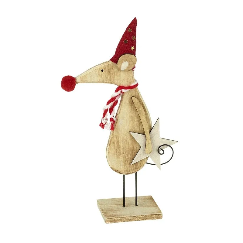 Wooden Mouse Christmas Decoration