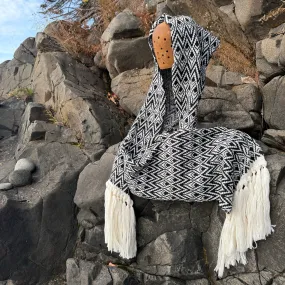 Wool Feather Hoodie Scarf with Fringe by Makwa Studio