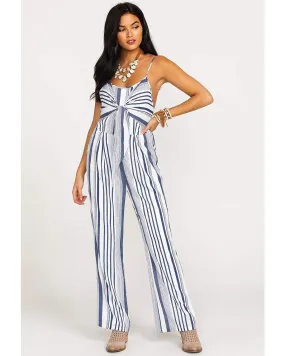 Wrangler Women's Striped Tie Front Jumpsuit