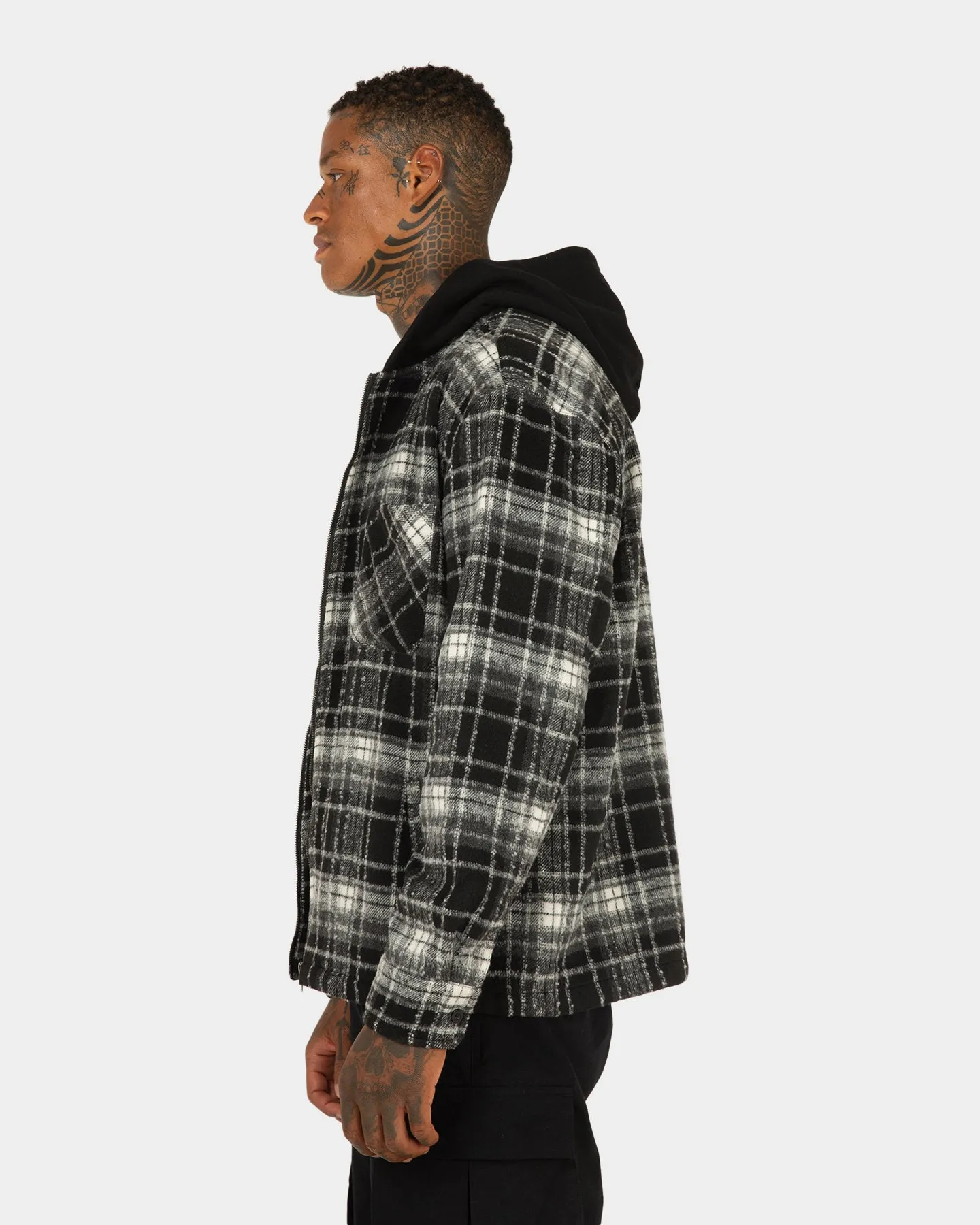 XXIII Albina Flannel Hood Shacket Black/White