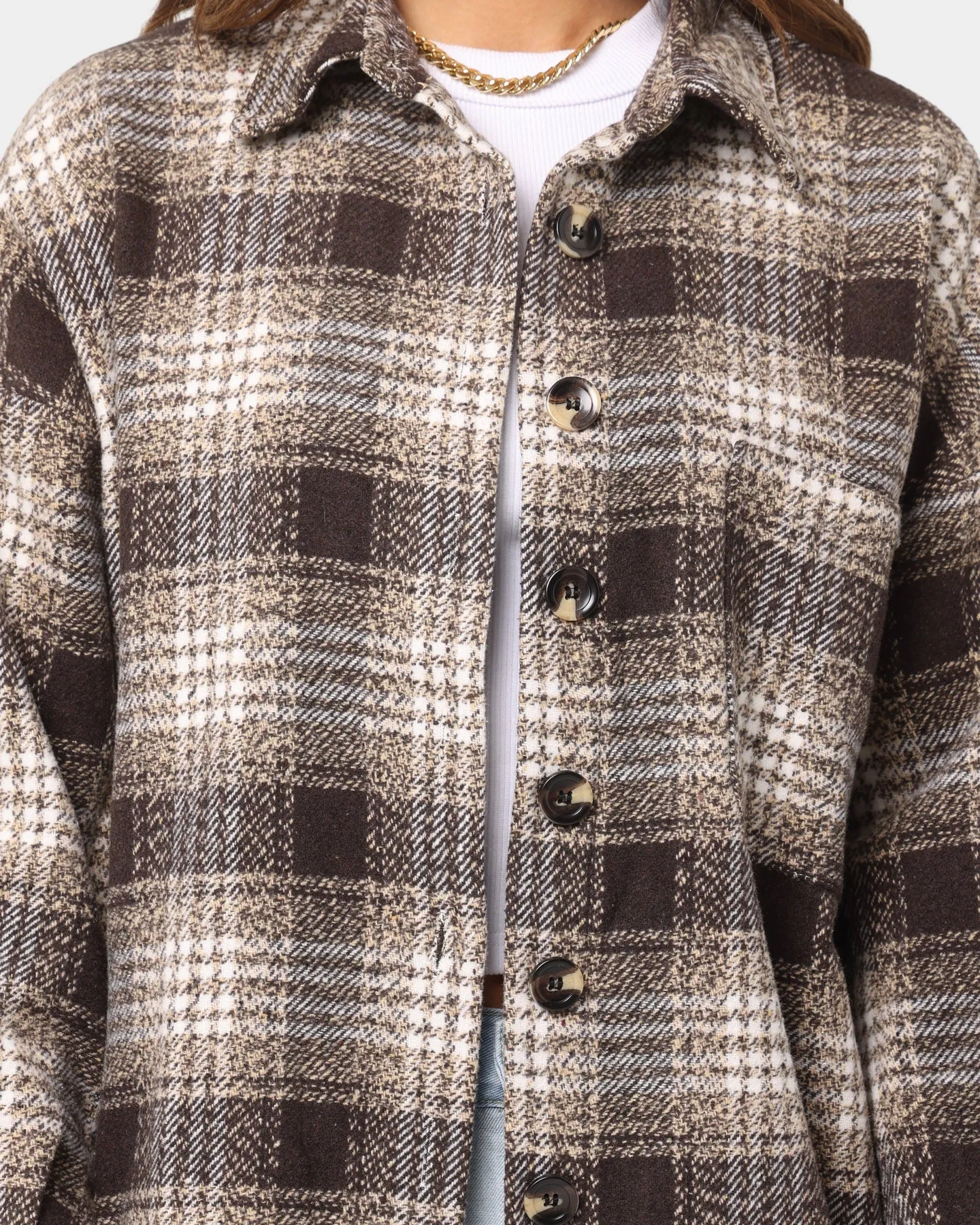 XXIII Women's Chicka Flannel Shacket Brown/Cream