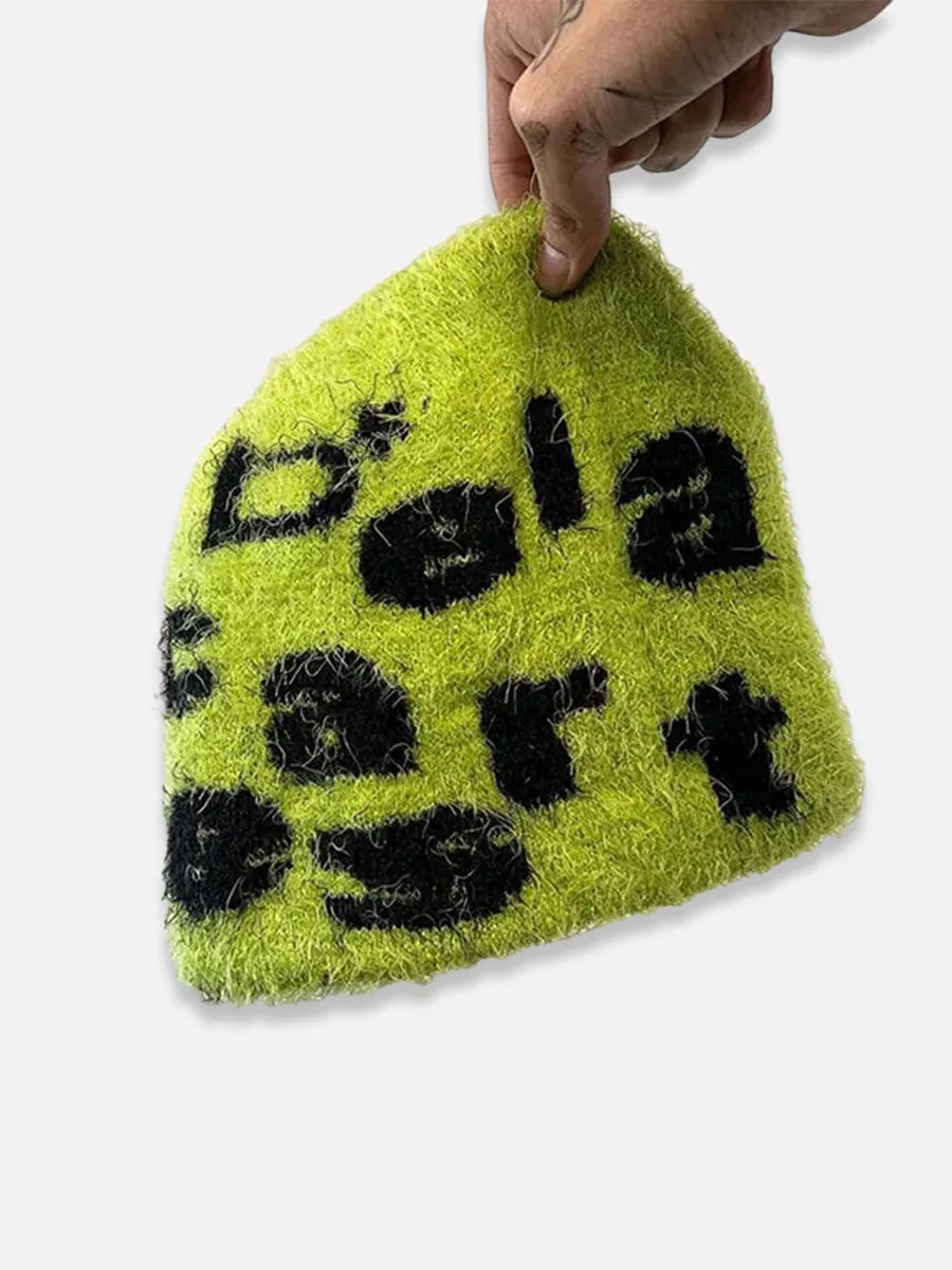 Y2K Green Mohair Beanie