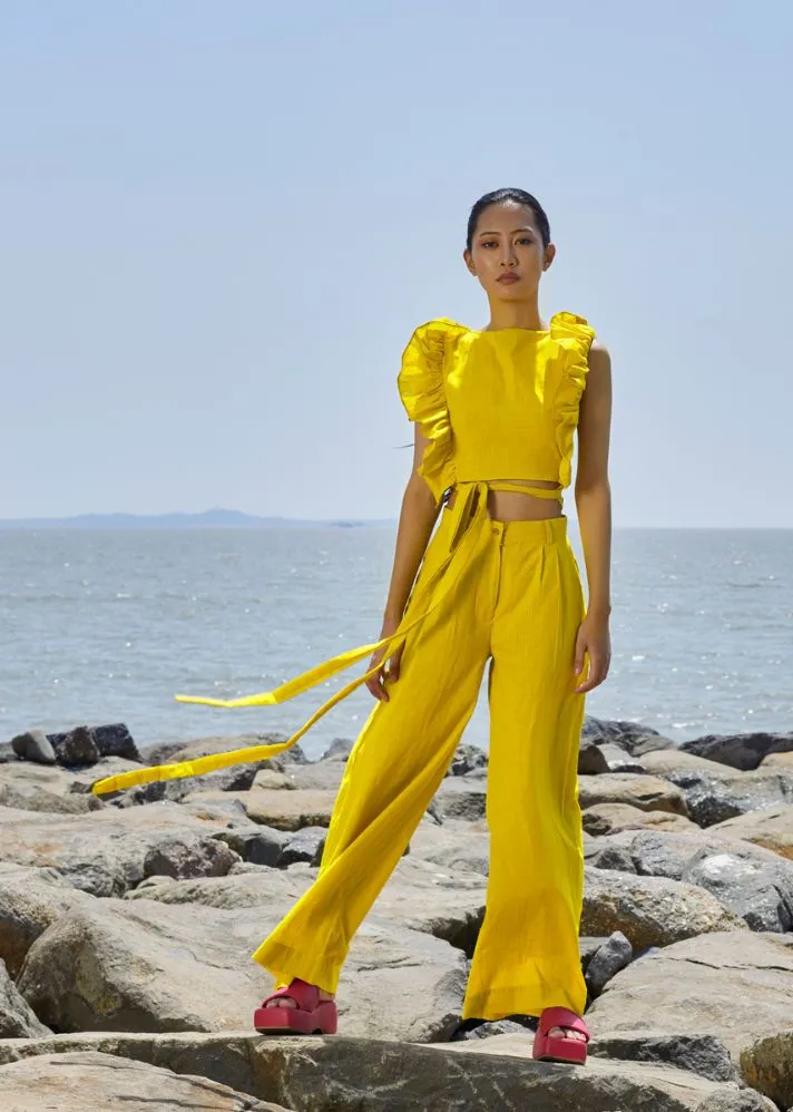 Yellow High-Waisted Trouser